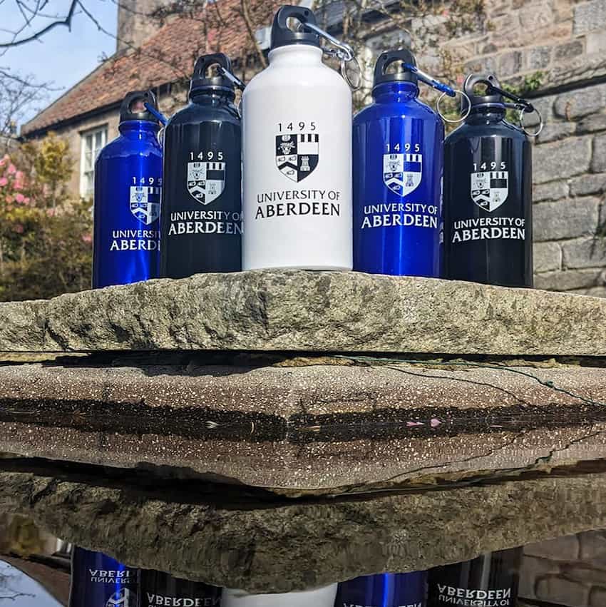 University o Aberdeen branded drinking bottles