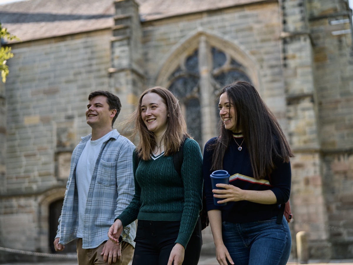 Students walking in front of King's campus