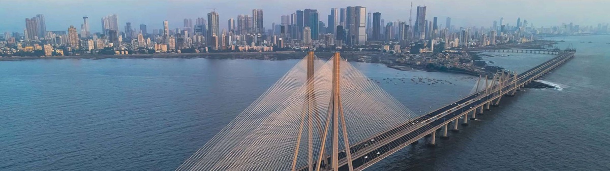 View of Mumbai from Bandra Vorli Sea Link bridge