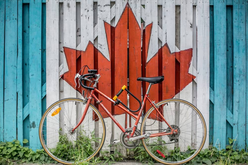 maple leaf and bicycle