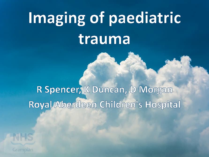 cloud with overlaid text reading Imaging of Paediatric Trauma
