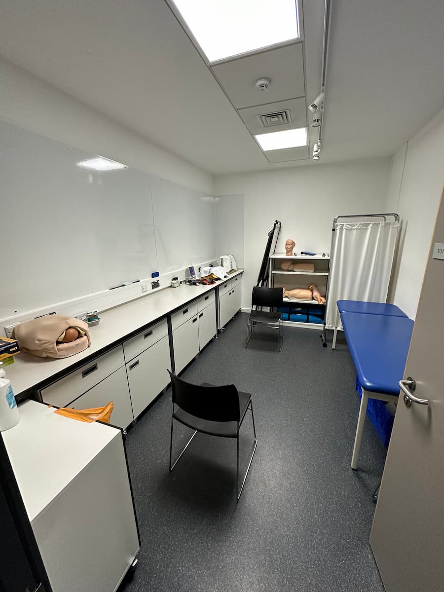 small room with cupboards and medical models
