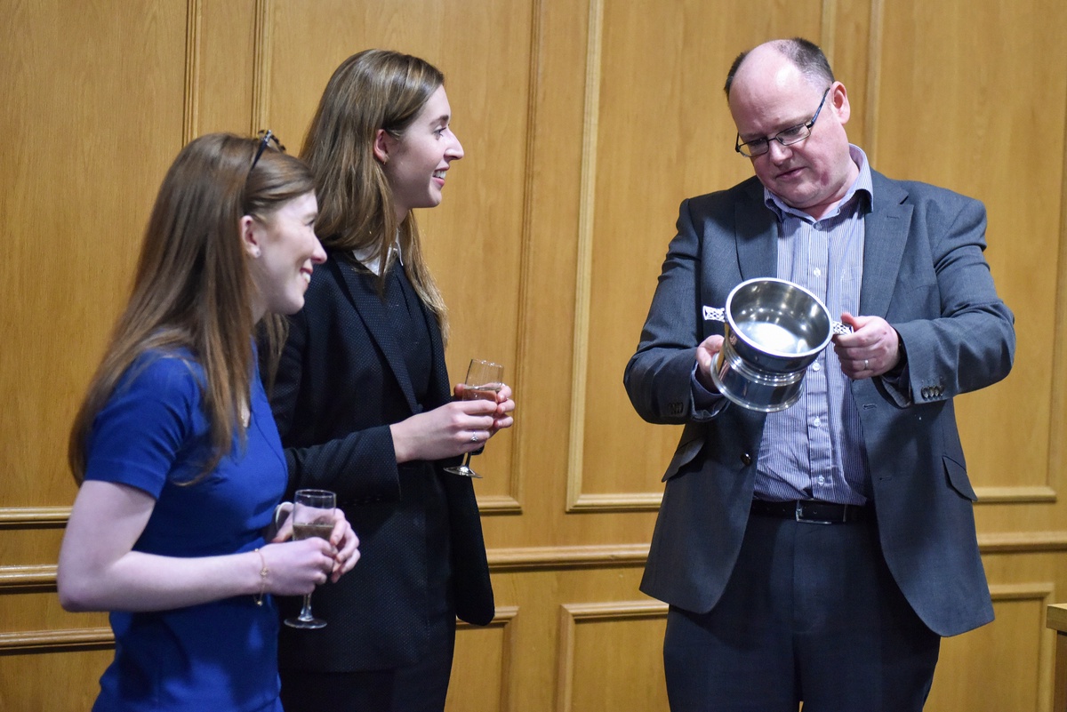 Elisha Hale and Patricia Taylor from Glasgow University with Dr. Greg Gordon, Head of School of Law, University of Aberdeen
