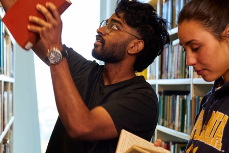 Students in a library