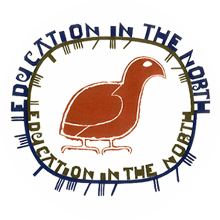 Education in the North logo consisting of a bird with the journal title circling it