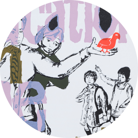 Journal cover illustration with woman holding bird