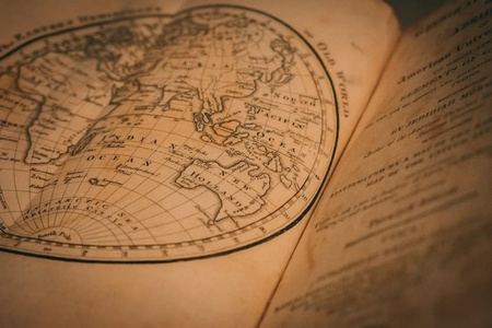 Old book with map