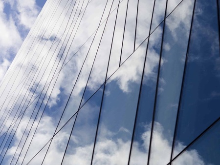 Glass side of building