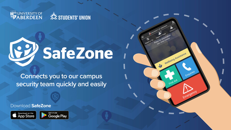 Image shows promotion for the SafeZone app