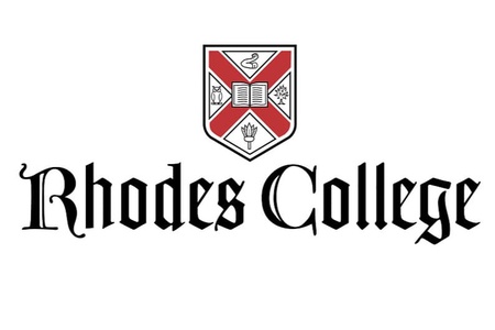 Text reading 'Rhodes College' with university crest