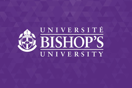 Bishop's University name and crest on a purple background