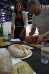 Jennie Macdiarmid judging bread with chef Neil Forbes from Café St Honoré