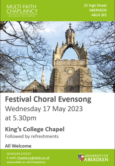 Festival Choral evensong poster