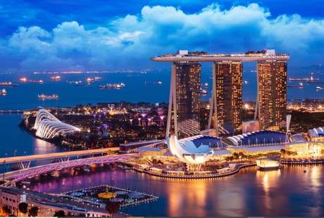 Singapore skyline featuring the Marina Bay Sands hotel
