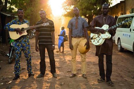 Malian musicians facing the camera