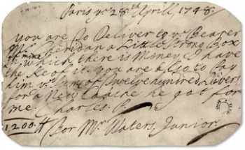 Letter signed by Charles Edward Stuart image