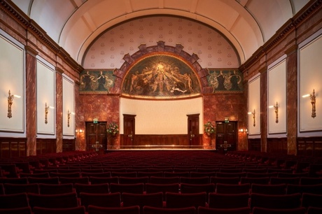 Wigmore Hall, empty, with many seats facing a stage