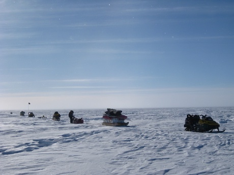 Equipment being towed across the ice surface (Credit: Rob Bingham)
