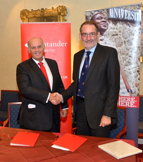 Shaking hands after signing the agreement: Luis Juste (left) and Professor Sir Ian Diamond