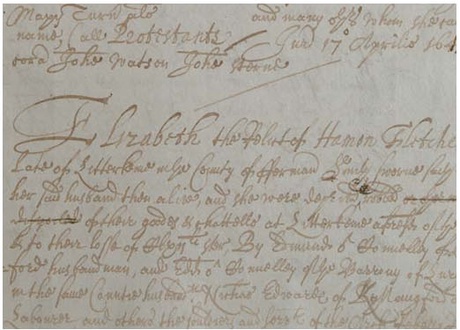 An extract from one of the thousands of pages of depositions, recorded after the bloody 1641 massacre in Ireland, which have been digitised and decoded for the first time
