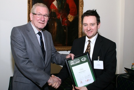 Lord Provost Peter Stephen with Dr Ken Skeldon, one of the award recipients