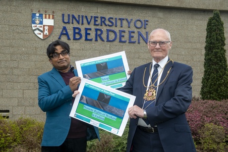 Professor Islam and the Lord Provost Dr David Cameron on campus at Old Aberdeen