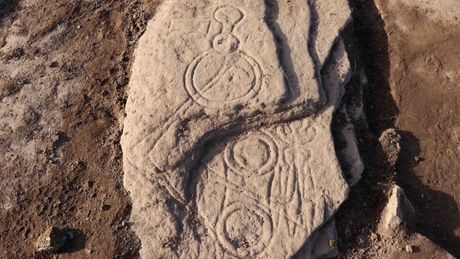 A carved Pictish symbol stone uncovered in a field in Aberlemno