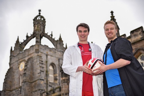 Dominic Coates (left) and Sam Conington will go head-to-head i the medics v lawyers football match