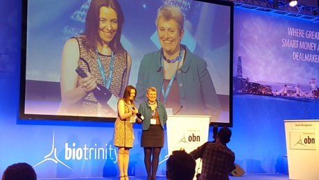 Dr Caroline Barelle picks up the 'Perfect Pitch' award at Biotrinity 2016 conference