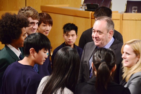 The First Minister with local school pupils