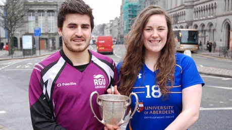 RGU and UoA Sports Presidents prepare to lead their teams into battle in the 2016 Granite City Challenge