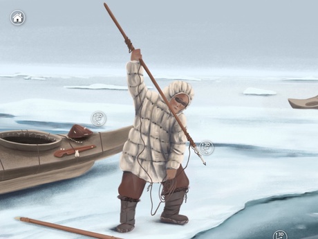 An artists impression of tools used in seal hunting in the spring