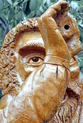 Photo: The Brahan Seer by woodcarver Allister Brebner in the grounds of Strathpeffer Spa Pavilion photo by Mary Simpson, Simpson Visuals (www.simpsonvisuals.com)