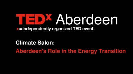 Image shows TedX Aberdeen logo and name of event: Aberdeen's Role in the Energy Transition