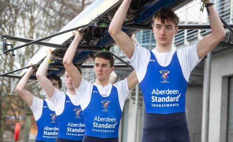 Members of the Aberdeen University Boat Club in preparations for this year's Aberdeen Standard Investments Boat Race