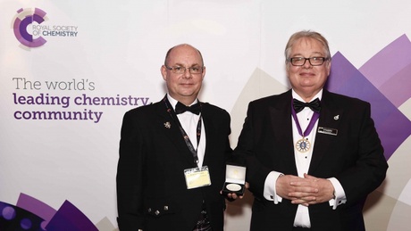 Brian Paterson (left) receives his award from Professor Dominic Tildesley, President of the Royal Society of Chemistry
