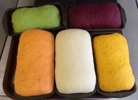 Some colourful breads made by the team