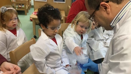 Dr Wael Houssen delivered special science classes to nursery school children in Aberdeen