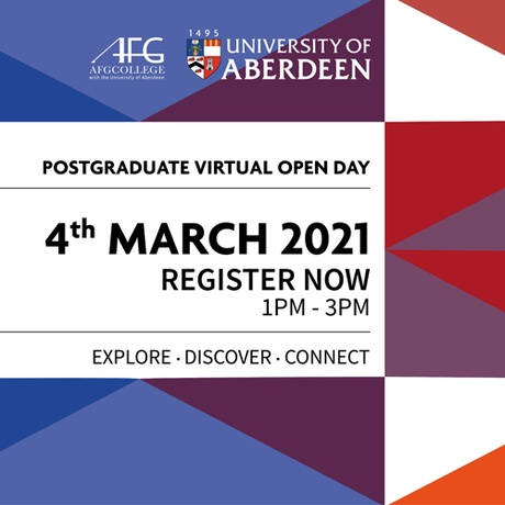 A Postgraduate Virtual Open Day will take place on Thursday 4 March.