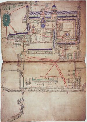 Plan of Christ Church, Canterbury, from The Eadwine Psalter (Trinity College, Cambridge)