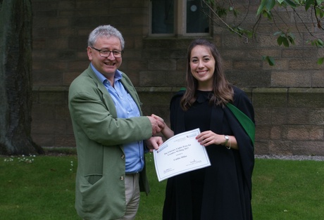 Last year's winner, Caitlin Millar, with Dr Bill Malcom of the Lewis Grassic Gibbon Centre