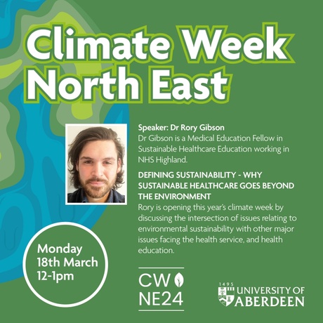 Climate Week North East poster with picture of Rory