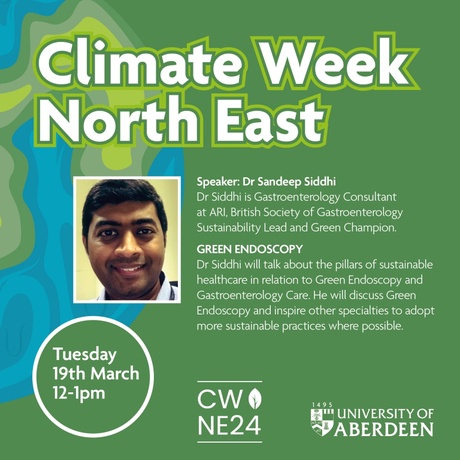 Climate Week North East poster with picture of Dr Siddhi