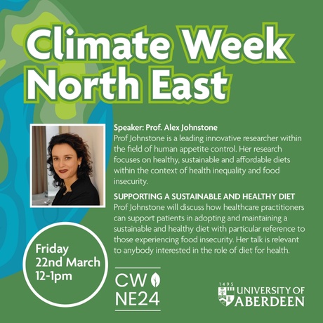 Climate Week North East poster with picture of Alex