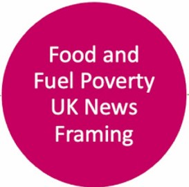 Pink Circle with whit text saying Food and Fuel Poverty UK News framing