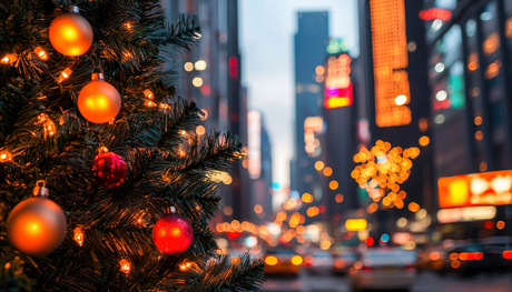 Christmas Tree with New York Skyscrapers