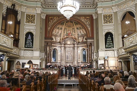 Indoor image of Marylebone Parish Church with choir and congregation