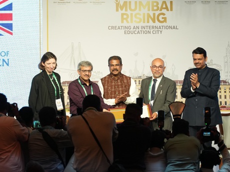 Senior figures on stage at the Letter of Intent ceremony in Mumbai