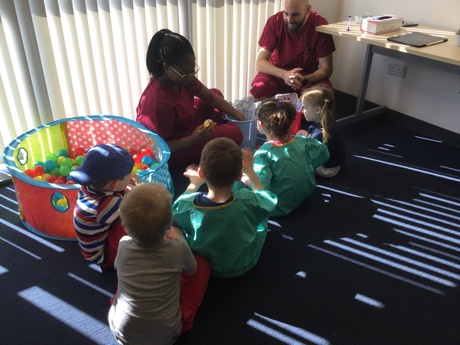Playing the 'good food' 'bad food' game with students Chloe Horsfall and David Fuentes Gallardo