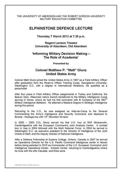 The University of Aberdeen and The Robert Gordon University Miltaru Education Committee